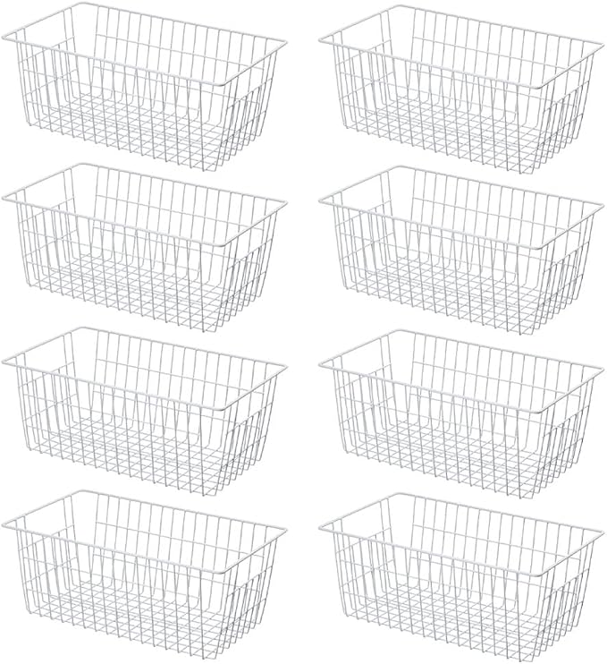 SANNO 14" Wire Freezer Baskets, Farmhouse Metal Wire Storage Basket Freezer Storage Organizer for Kitchen Pantry, Set of 8 by SANNO