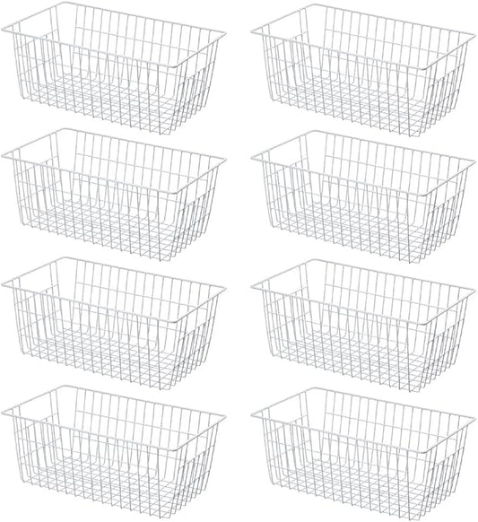 SANNO 14" Wire Freezer Baskets, Farmhouse Metal Wire Storage Basket Freezer Storage Organizer for Kitchen Pantry, Set of 8 by SANNO