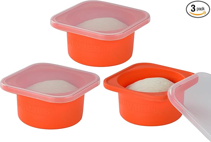 Stackable Silicone Artisan Pizza Dough Proofing Containers with Lids (3 Red) by kevjes