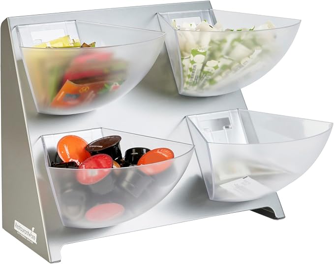 Restaurantware Condiment Organizer 1 Case 15.5 x 10 x 10.5 Inches Countertop Bin Holder Stainless Steel Removable Compartment Caddy Silver Tray for Coffee Station or Buffet Display - Image 2