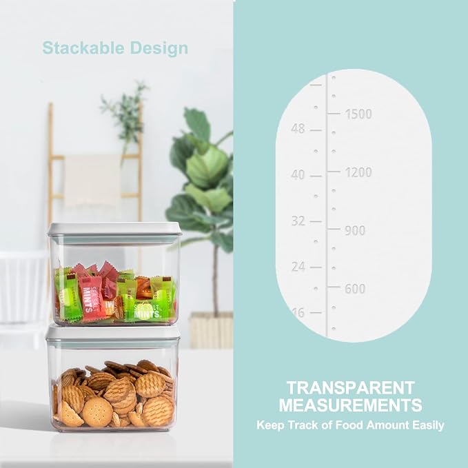 Pop Containers with Lids Stackable Food Storage Containers 3pc | Airtight Kitchen Pantry Organizers for Snack Candy Salt Herb Spices Pasta Cereal Flour Sugar BPA-Free 1200ml / 1.3qt *3 - Image 4
