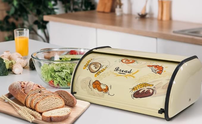 SOTECH Bread Box Metal Bread Storage Container Roll Top Bread Bin for Kitchen Countertop Farmhouse Bread Boxes Bread Keeper Holder Vintage airtight Counter - Image 5