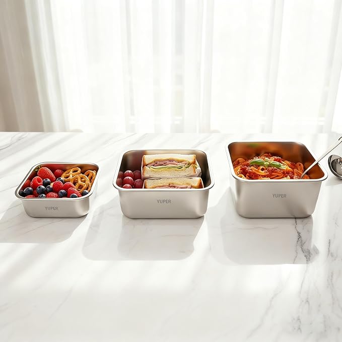 YUPER Stainless Steel Food Storage Containers, 3 Pack (40+67+88OZ) | Meal Prep Containers Set with Lids, BPA Free, Leak Proof & Airtight, Microwave, Dishwasher, Fridge, Freezer & Oven Safe - Image 4