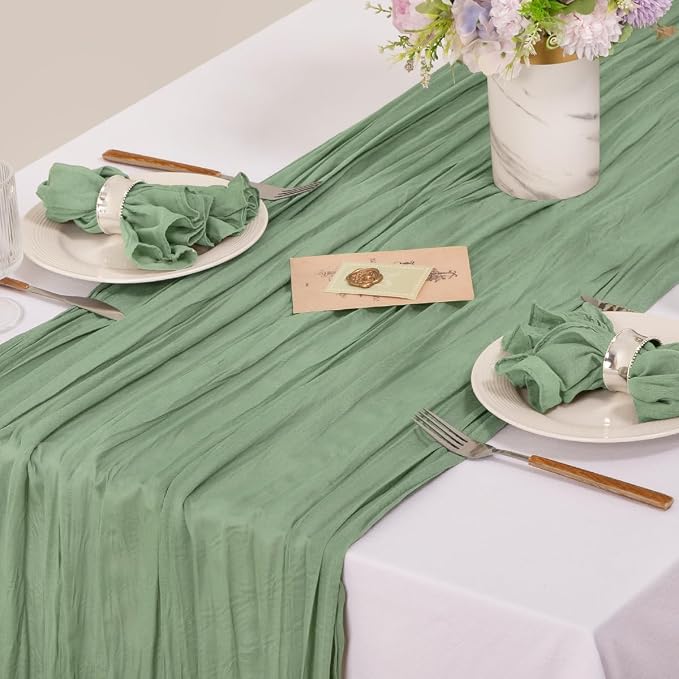 Cloth Napkins Set of 24 21"x21" Reusable Cheesecloth Napkins Sage Green | Boho Rustic Dinner Napkins Washable Gauze Table Napkins Cloth Hemmed Edges for Wedding Bridal Shower Family Gathering Decor - Image 4