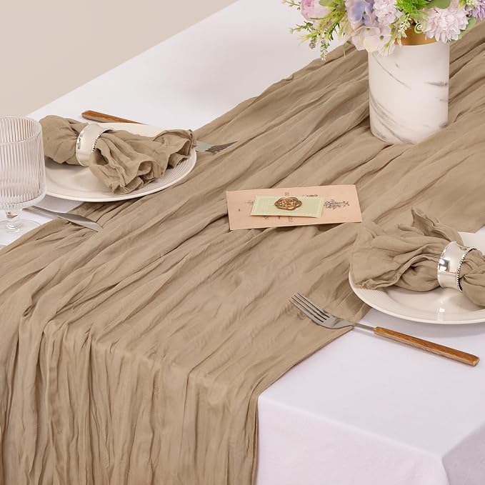 Cloth Napkins Set of 10 21"x21" Reusable Cheesecloth Napkins Bulk Nude | Boho Rustic Dinner Napkins Washable Gauze Table Napkins Cloth Hemmed Edges for Wedding Bridal Shower Family Gathering Decor - Image 4