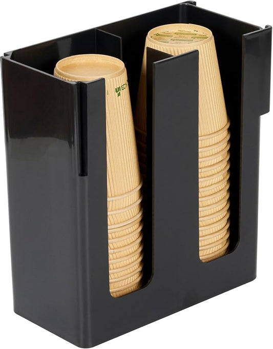 Restaurantware Restpresso Coffee Bar Organizer, 1 Count Durable 2 Compartments, Compact Size, Black Plastic Tabletop Coffee Supplies Organizer For Homes, Office Spaces, Breakrooms, and Lounges by Restaurantware