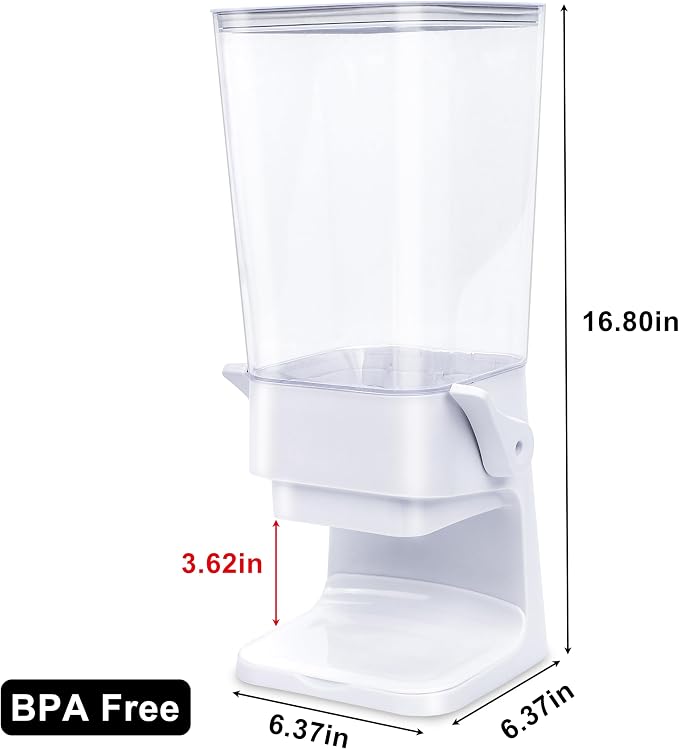 Cereal Dispenser Countertop, 5.5 Qt Cereal Containers Storage, Organization and Storage Containers for Kitchen, Snack Dispenser for Rice, Grains, Dry Food, Oatmeal, Pet food, White, 3Pc - Image 5