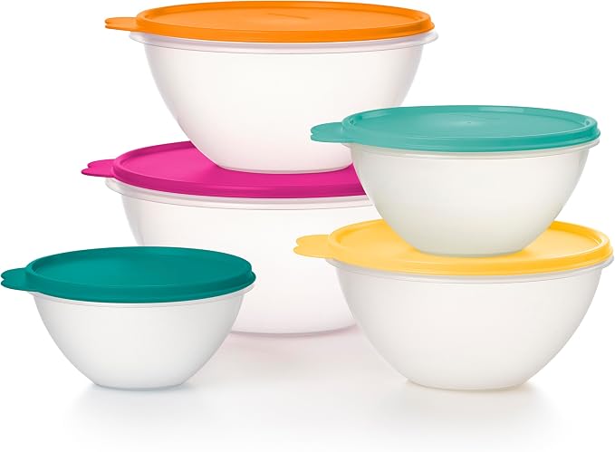 Tupperware Heritage Wonderlier 10 Piece Food Storage Bowl Set in Fauna Colors - Dishwasher Safe & BPA Free - (5 Containers + 5 Lids) by Tupperware