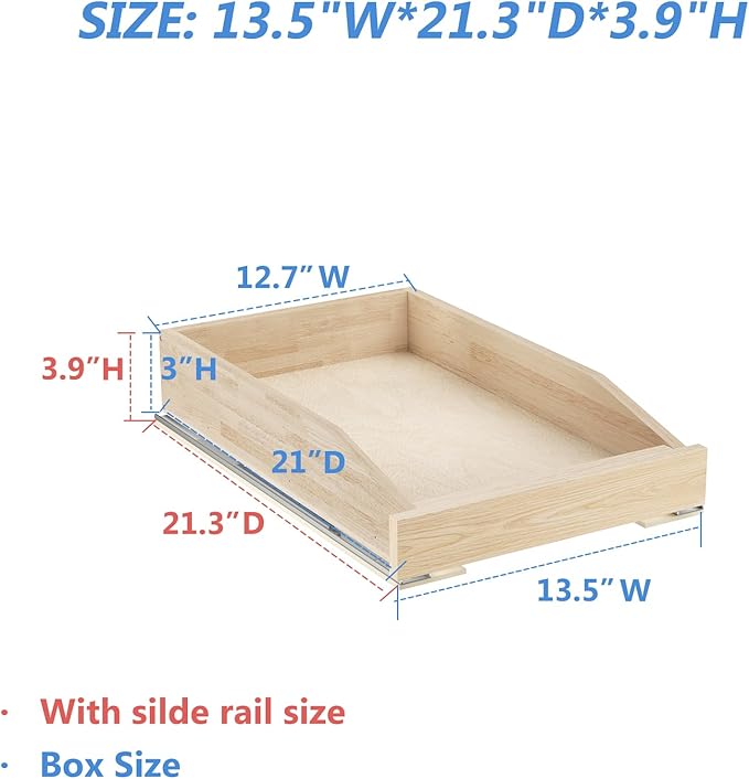 LOVMOR Pull Out Cabinet Organizer 13½”W x 21”D, Cabinet Pull Out Shelves with Soft Close, Pull Out Shelf, Cabinet Drawers Slide Out for Kitchen Base Cabinets - Image 3