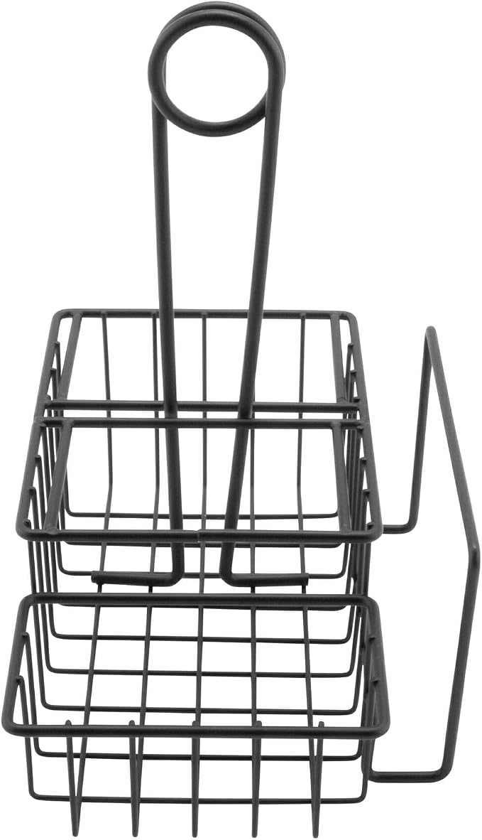 G.E.T. 4-31698 Black Metal Three Compartment Condiment Caddy with Menu Iron Powder Coated Table Caddies Collection | 3 compartments, Easy transport, Restaurant service, Great for Menus, Table Numbers, Buffet Labels and Counter Displays - Image 5