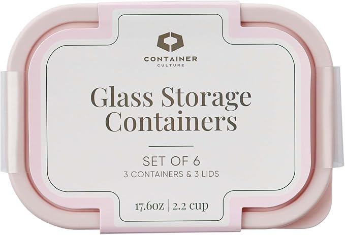 Glass Food Storage Containers with Lids — 6 Piece — 17.6 oz Glass with BPA-Free Leakproof Stackable Lids — Microwave, Oven & Dishwasher Safe — Ideal for Meal Prep & More - Berry Blush - Image 3