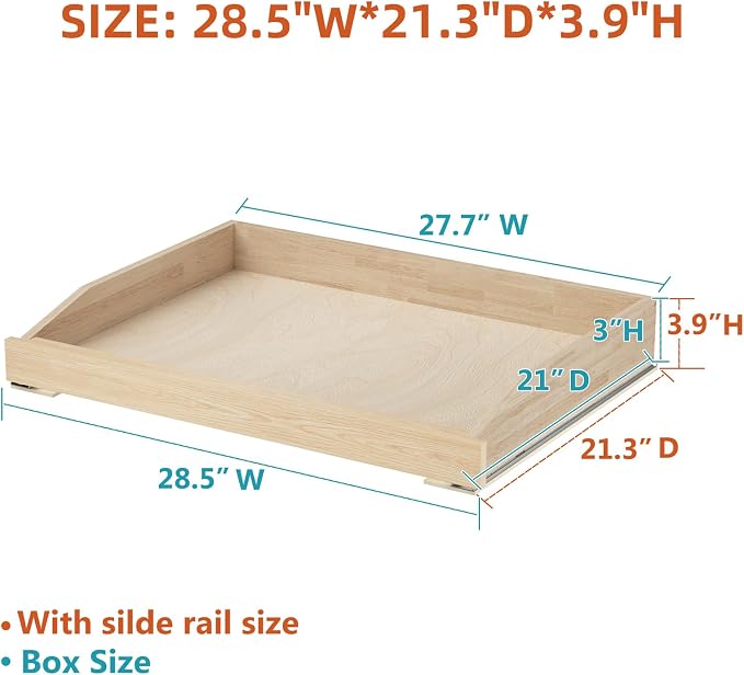 ROOMTEC Pull Out Cabinet Organizer 28-1/2" W x 21" D, Pull Out Cabinet Drawer for Kitchen cabinets with Soft Close, Pull Out Cabinet Shelf, Finished, Bottom Assembly, 2PCS - Image 2
