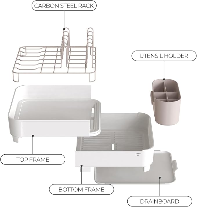 Zuutii Dish Drying Rack with Drainboard,Expandable(17.5-25.4") Large Dish Rack,Sink Dish Drainer with Utensil Holder,Dish Rack for Kitchen Counter - Image 4