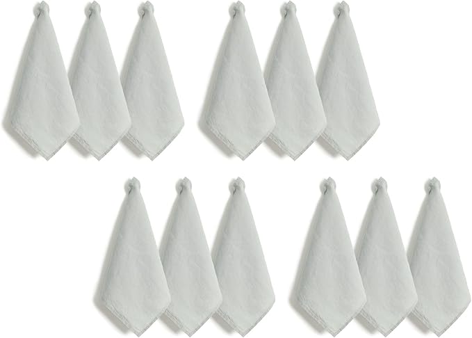 Linen Kitchen Towels Set of 12,100% Linen Decorative Tea/Kitchen Towels 14 x 14 Inch,Stone Washed European Flax Linen Dish Towels,Light Grey by LLinenWorld