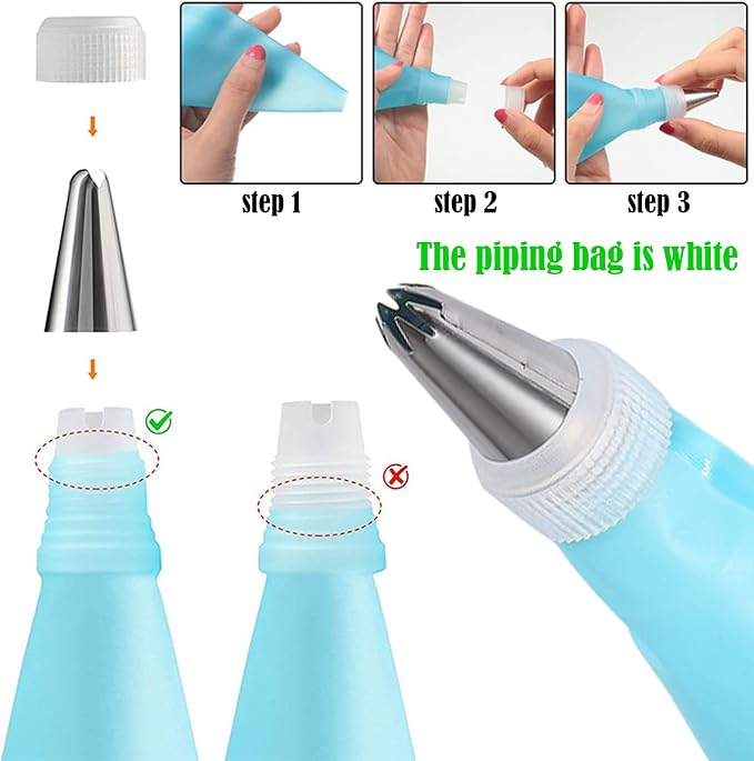 BDSHUNBF 36pcs Reusable Piping Bags and Icing Tips Set, Round Opening, Cake Decorating Kit for Pastries, Cupcakes, Cakes - Image 3