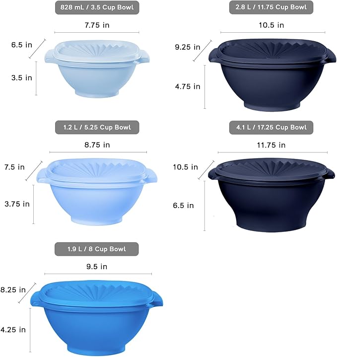 Tupperware Heritage Collection, New 36 Piece Food Storage Container Set in Vintage Blue, Dishwasher Safe and BPA Free (18 containers, 18 lids) - Image 4