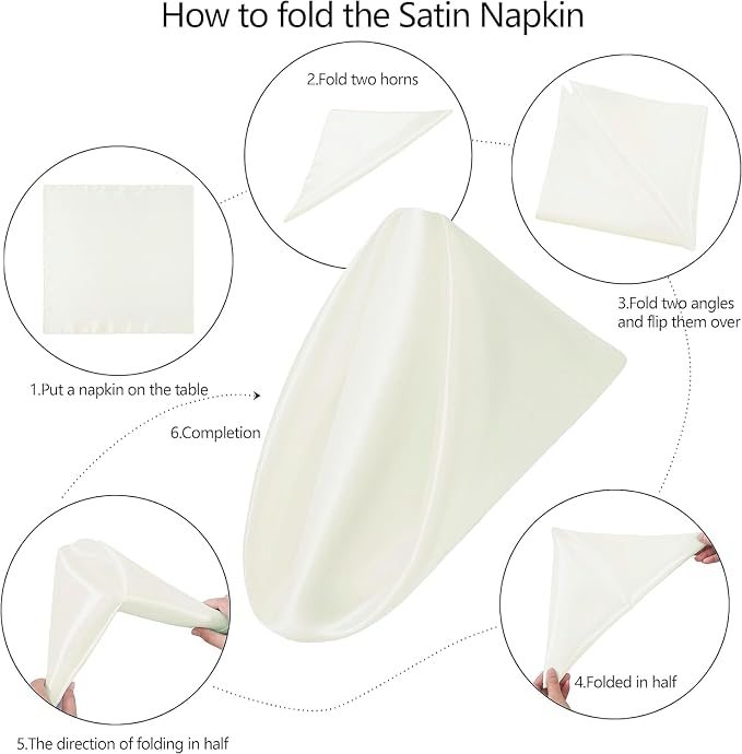 MDS® Pack of 150 Satin Napkins 12 x 12 Inch, Soft Silky Reusable Cloth Dinner Table Napkins for Wedding Décor, Reception, Birthday, Parties, Banquets, Catering, Restaurants & Hotel - Ivory - Image 3