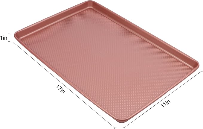 David Burke 17x11 Cookie Sheet – Carbon Steel, PFTE & PFOA Free, Oven Safe, Non-Toxic, Perfect for Baking and Roasting – Rose Gold - Image 4