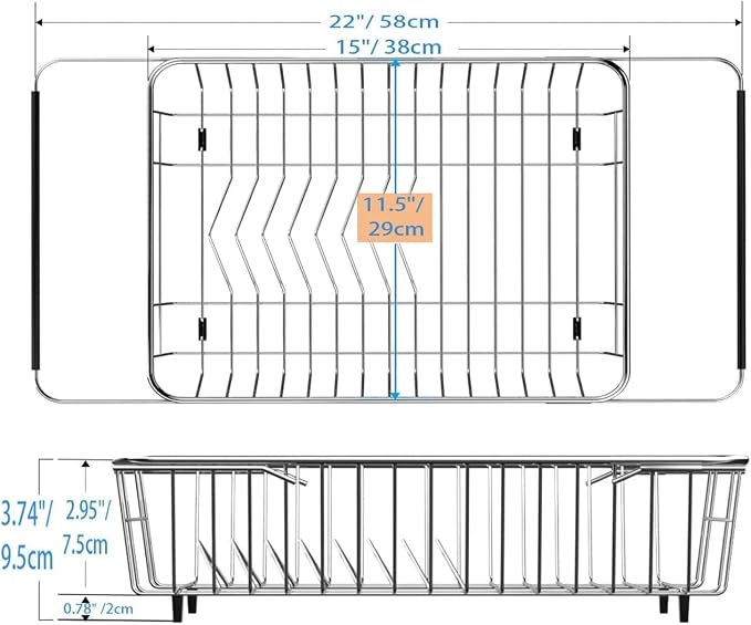 SANNO Stainless Steel Cutlery Utensil Holder Silverware Organizer Rack Dish Drying Rack with Stainless Steel Utensil Holder Large Dish Rack Drainer - Image 6