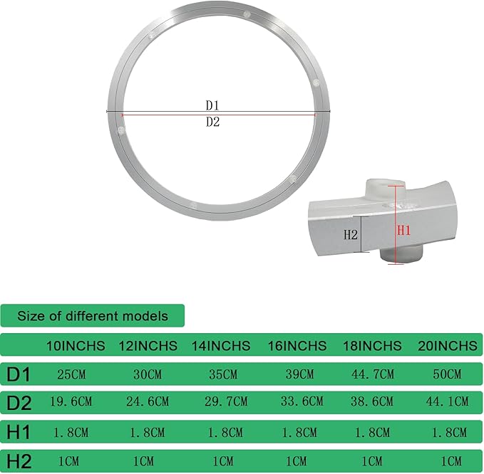 Aluminum Lazy Susan Bearing Metal Rotating Turntable Bearings Swivel Plate Hardware for Dining-Table and Workbench (14 Inchs) …, Silver - Image 3