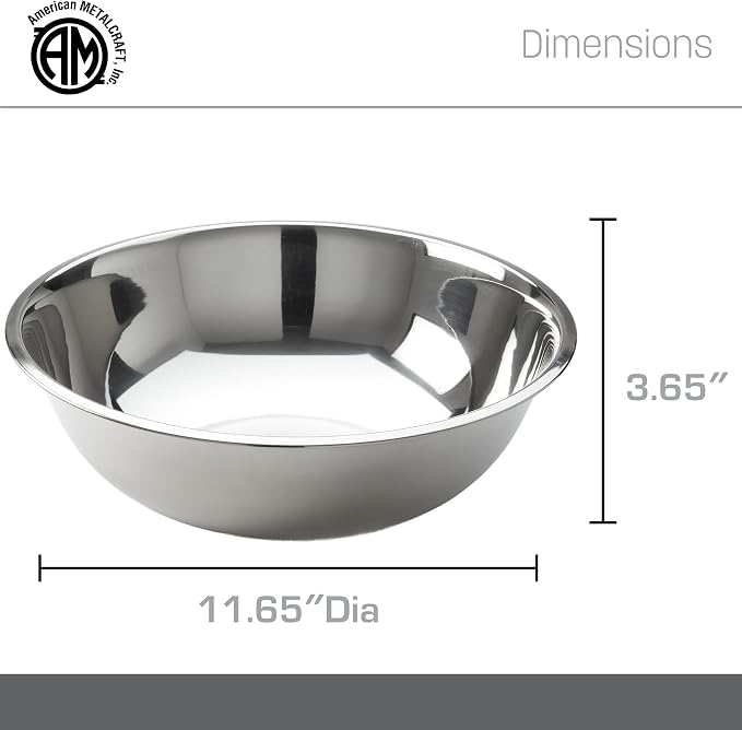 American METALCRAFT, Inc. American Metalcraft SSB500 Stainless Steel Mixing Bowl, 11.5" Diameter, Silver, 5-Quart - Image 4