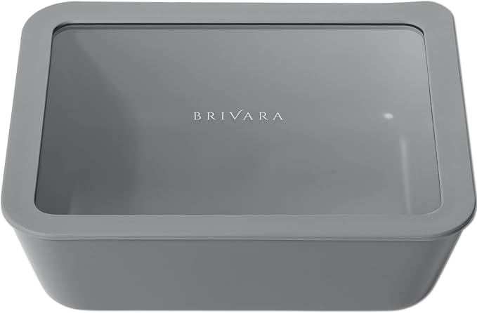 Glass Food Storage Container with Lid, 11-Cup Large Rectangle | Microwave-Safe Airtight Lid, Oven-Safe Ceramic-Coated Glass | Zero Plastic, No PFAS/PFOA/BPA, Reusable [Smoke] by BrivaraHome