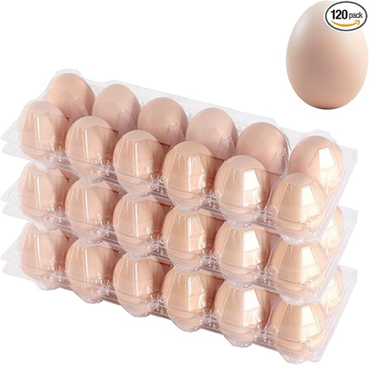 Plastic Empty Eggs Cartons 12 Count Clear Tray Bulk 120 Pack | 2x6 Grid Trays Egg Containers, Clear Stackable Fridge Storage for Chicken Farm, Market, Refrigerator, Restaurant Use by Merkaunis