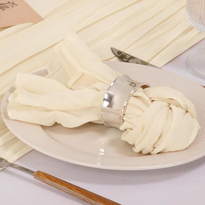 Cloth Napkins Set of 24 21"x21" Reusable Cheesecloth Napkins Bulk Beige | Boho Rustic Dinner Napkins Washable Gauze Table Napkins Cloth Hemmed Edges for Wedding Bridal Shower Family Gathering Decor - Image 3