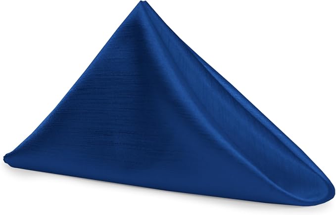 17x17-Inch Shantung Satin Cloth Napkins, Royal, Set of 120 | Bulk Case of 10 Dozen, Square, 100% Polyester Fabric, Reversible, Faux Dupioni Silk Reverse Side, Machine Washable, Blue by UltimateTextile