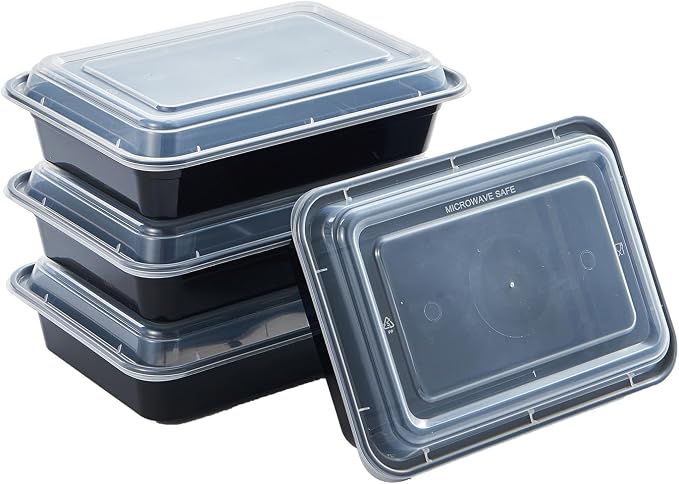 CIAO! Heavy Weight 28oz Injection Molded Microwavable Black Rectangular Food Container with Lid (150/case) - Image 8