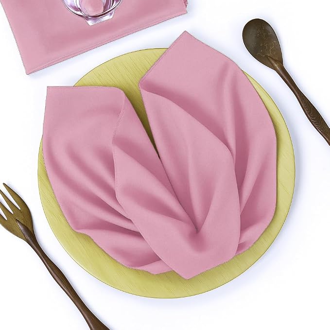 Pack of 50 PCS Cloth Napkins 17x17 inch Washable Polyester Dinner Napkins Soft Table Napkins for Wedding Party Dining Banquet Bistro Decoration - Pink - Image 2