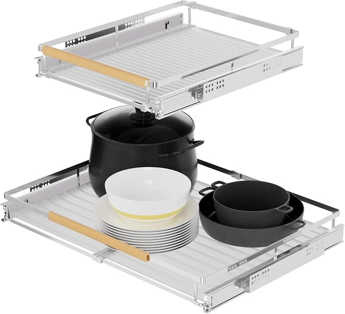 SANNO Pull Out Cabinet Organizer, Expandable Slide Out Organizer shelf for Kitchen Cabinets Organizer, Sliding Pantry Shelves - Roll Out Shelf Storage for Pots, Pans - Image 3