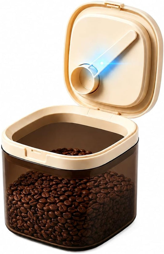 Airtight Food Storage Container with Magnetic Scoop & Built-in Leveler, 800ML Coffee Canister with Date Tracker, BPA Free UV Blocking Food Container for Coffee Beans, Ground Coffee, Tea, Sugar & Flour by ANKOU