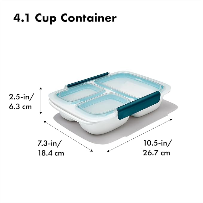 OXO Good Grips Prep & Go Divided Container 4.1 Cups/1 L - Leakproof Food Storage, Pack of 4 - Image 6