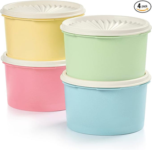 Tupperware Heritage Collection 8 Piece Food Storage Canister Set in Vintage Colors, Dishwasher Safe and BPA Free (4 Containers, 4 Lids) by Tupperware