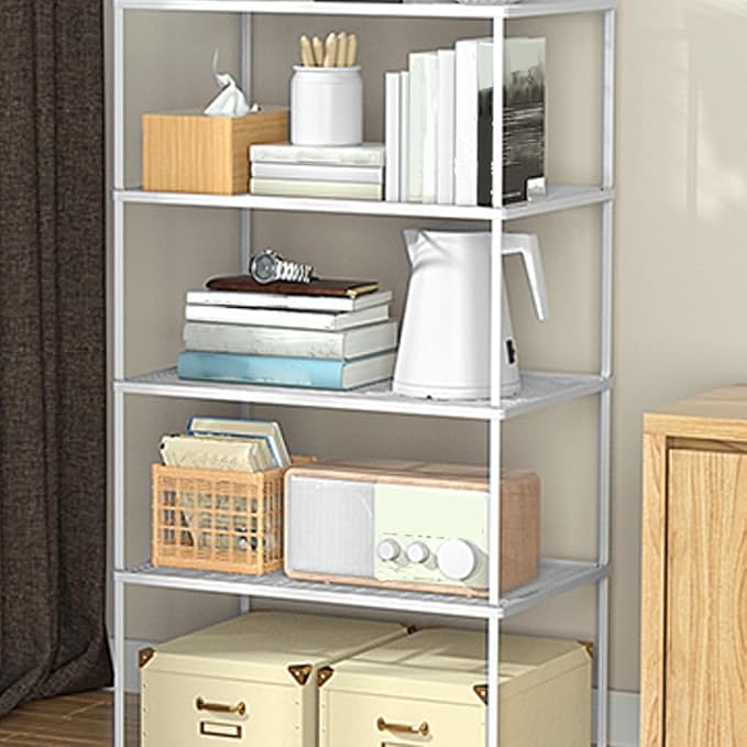 Kitchen Cabinet Storage Shelf Stackable Wire Spice Rack Organizer Heavy Duty Space Saver for Bathroom Bedroom Closet Laundry Room Office Countertop - White, Pack 1 - Image 3