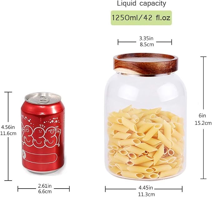 LEAVES AND TREES Y Glass Storage Jar, Food Storage Container/Canisters with Airtight Lid for Serving Tea, Coffee, Honey,.Spice, Perfect as a Cereal Dispenser (6.3 inch high) - Image 2