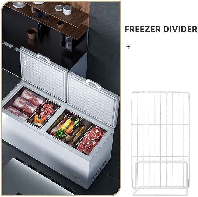 Ggarneck 2pcs Refrigerator Metal Partition Kitchen Chest Freezer Dividers Fridge Wire Shelf Separators for Organized Storage Closet Drawer White Iron Dividers for Home - Image 4