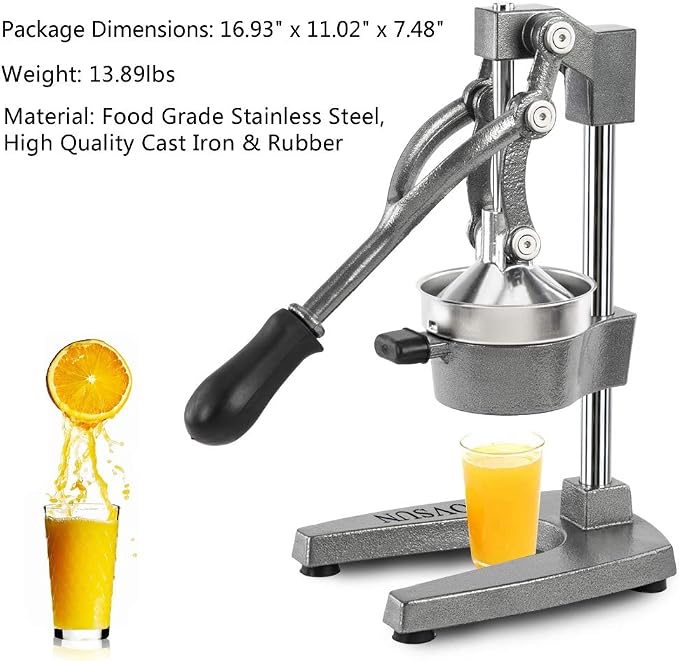 ROVSUN Commercial Grade Citrus Juicer Hand Press Manual Fruit Juicer Juice Squeezer Citrus Orange Lemon Pomegranate (Grey) - Image 3