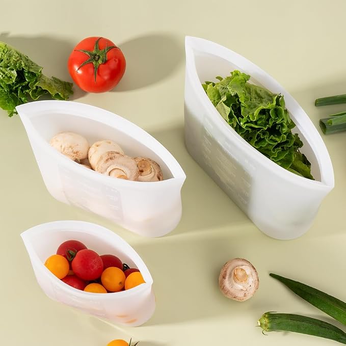 Reusable Sandwich & Snack Bags, 8 Pack 100% Silicone Stand Up Zip Lock Food Storage Bags for Food Container, Freezer Microwave Oven Dishwasher Safe, 4 Small 4 Extra Small, Translucent - Image 8