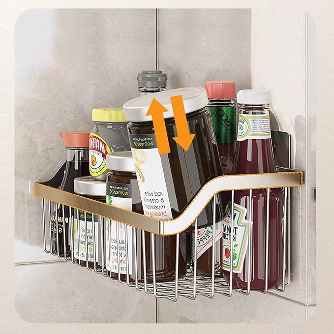 2PCS Hanging Storage Baskets Organizer Wall Mount, SUS304 Stainless Steel Wire Storage Bin Rack for Kitchen Bathroom Shower Spice Shelf,L 9.84 Inch - Image 3