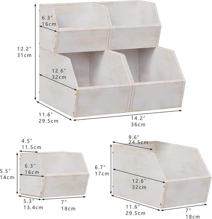 Trironsun 2 Set Bamboo Pantry Storage Bins Wood Stackable Baskets Potato and Onion Storage Bins Fruits Vegetable Bread Organization for Kitchen Counter - Image 5