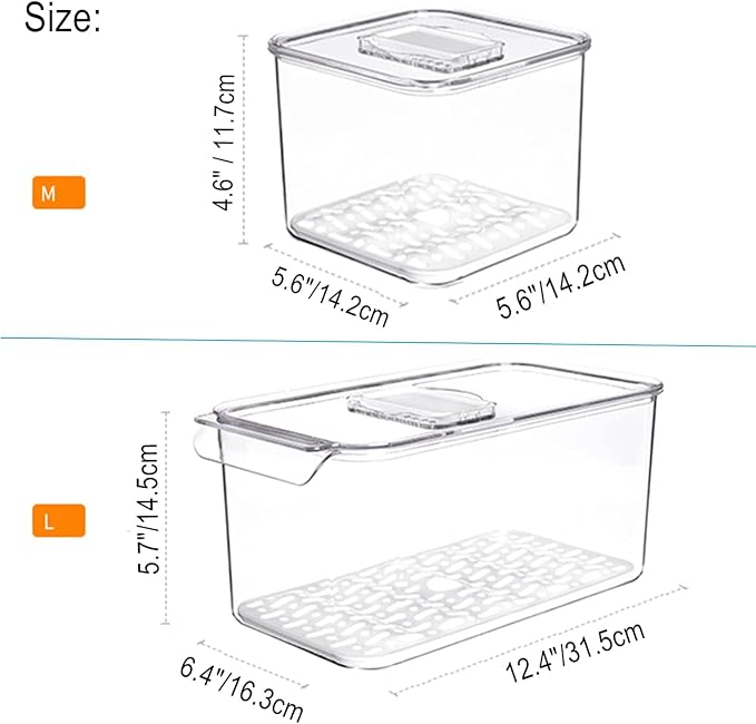 Slideep Food Storage Containers Produce Saver with Lids, Stackable Refrigerator Freezer Organizer Bins with Removable Drain Tray, Fridge Fresh Keeper for Veggie, Berry, Fruits, Vegetables 3 Pack - Image 4