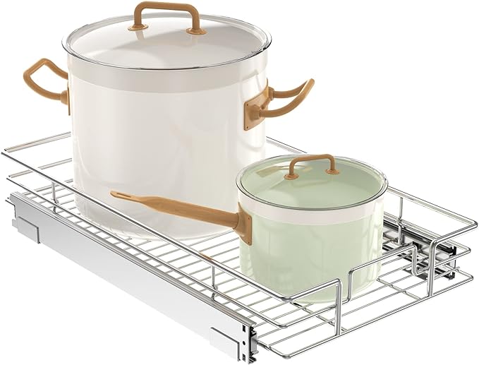 LOVMOR Pull Out Cabinet Organizer 14½" W x 21½" D, Kitchen Cabinet Pull Out Shelves Slide Out Storage by LOVMOR