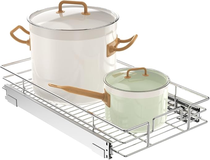 LOVMOR Pull Out Cabinet Organizer 14½" W x 21½" D, Kitchen Cabinet Pull Out Shelves Slide Out Storage by LOVMOR