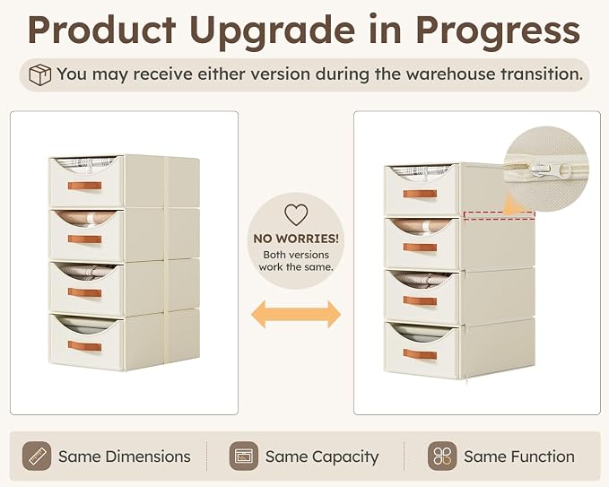 Large Closet Storage Bins with Drawer, Fabric Bins for Organization, Collapsible Storage Drawers Organizer for Bedroom, Living Room, 8 Pack, Beige - Image 8