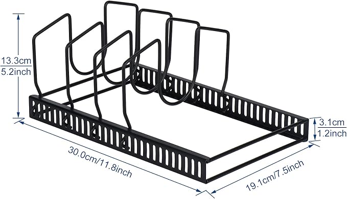 Toplife 7+ Pot Lids Organizer Rack + 5 Tier Heavy Duty Organizer Rack for Cast Iron Skillets, Griddles and Pots - Image 3