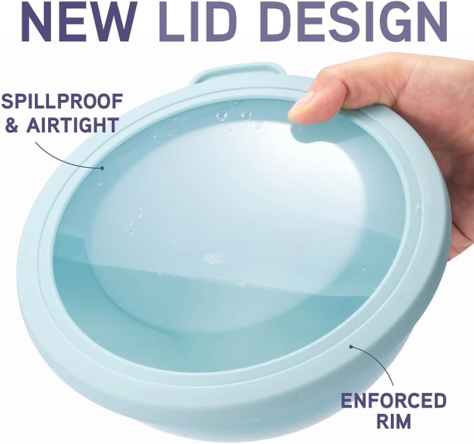 COOK WITH COLOR Mixing Bowls with TPR Lids - 12 Piece Plastic Nesting Bowls Set includes 6 Prep Bowls and 6 Lids, Microwave Safe (Blue) - Image 2