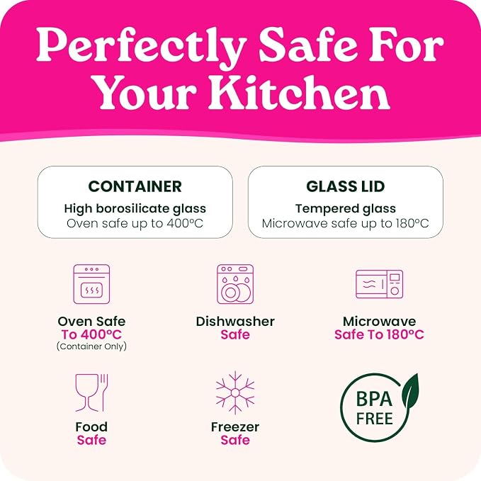 6-Pack Glass Food Storage Containers with Glass Lids & Bamboo Rim – Plastic Free 27 Oz Glass Meal Prep Containers for Lunch, Eco Friendly Airtight Food Storage, Microwave & Oven Safe - Image 7