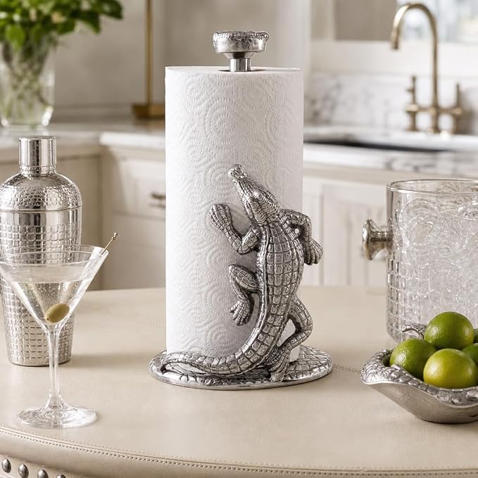 Arthur Court Alligator Paper Towel Holder Aluminum Metal 12.5 inch Stylish Kitchen Decor - Image 2